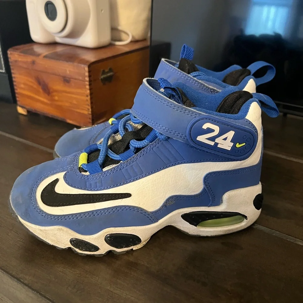 Griffey Nike Kids Blue White and Black High-Top Sneakers